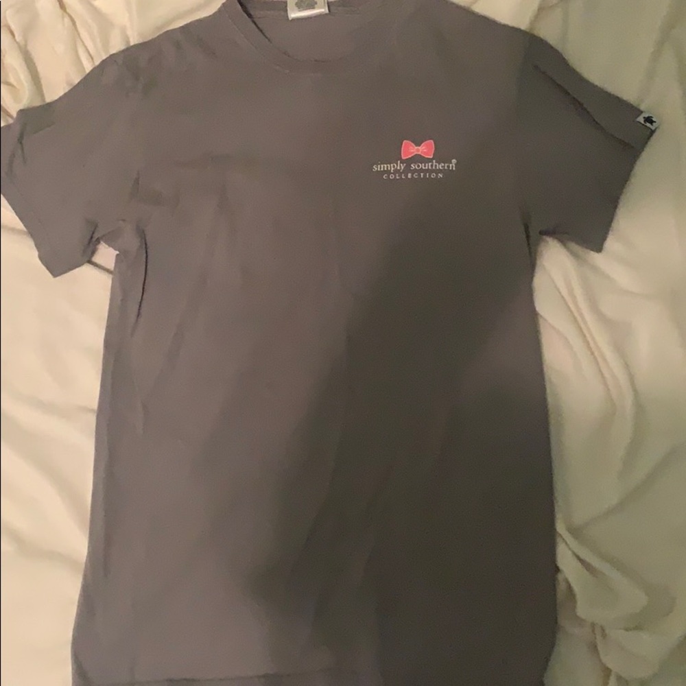 Gray simply southern shirt with pink bow